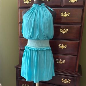 Ramy Brook Blue Halter Babydoll Mini Dress
